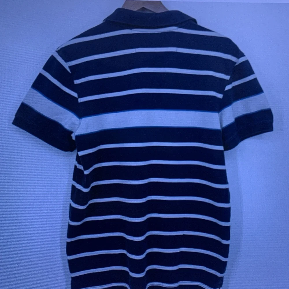 Banana Republic Men’s Navy and White Striped Polo